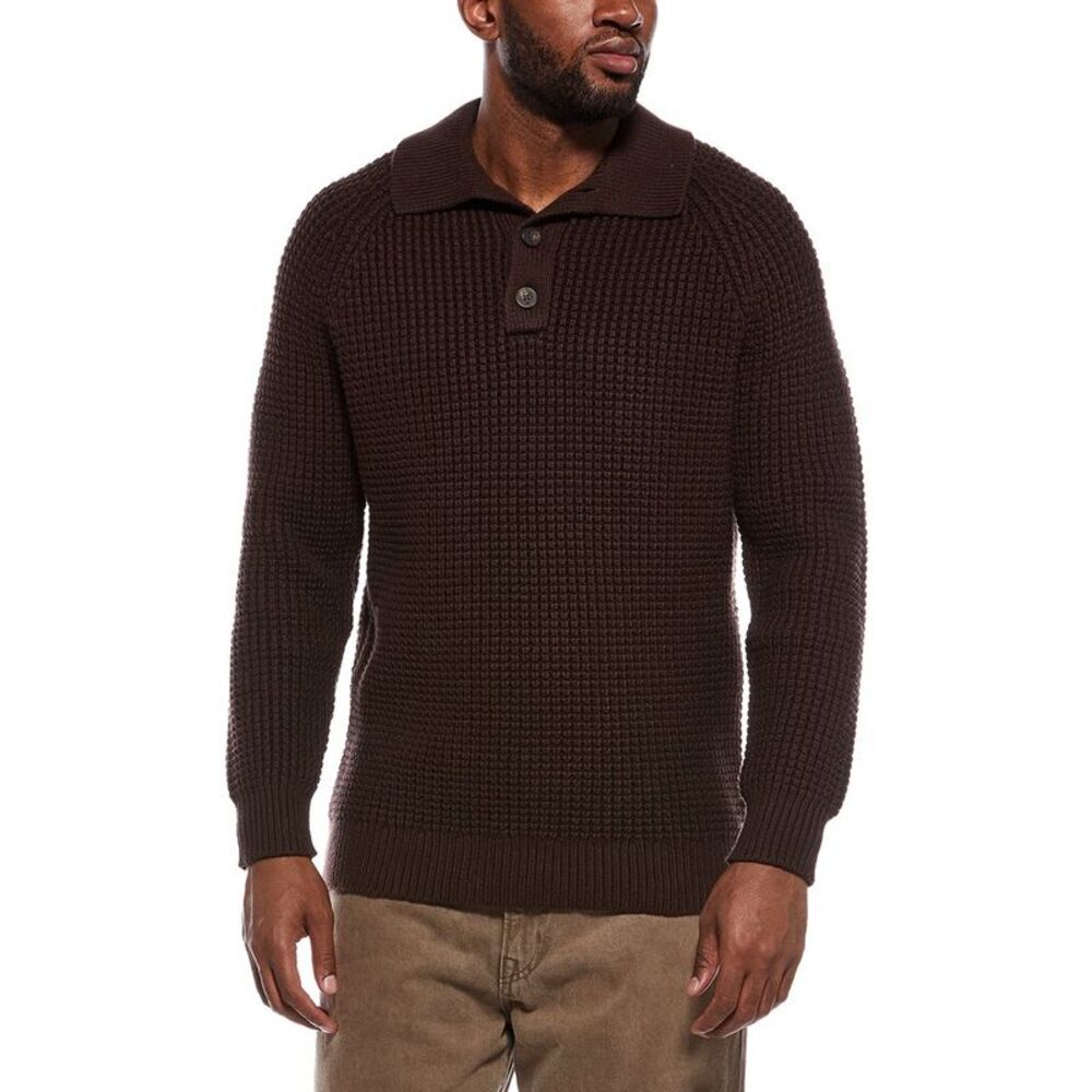The Normal Brand Mens Waffle Pullover Sweater, Brown